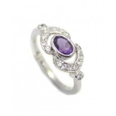 Ring silver sterling 925 amethyst women's natural handmade purple gemstone C 263